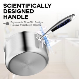 Leetaltree 1.5 and 2.5 Quart Stainless Steel Saucepan with Steamer Basket, Tri-ply Construction, Multipurpose Sauce Pan with Double-sized Drainage Lid - Perfect for Cooking Gravies, Pasta, Vegetable