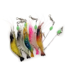 WJUAN 5 Colours Fluorescence Shrimp Fishing Lure, 3.5 Inch Rubber Bait with Hook, Simulation Soft Bait Suitable for Fly Fishing, Perch, Sea Fish, Predatory Fish