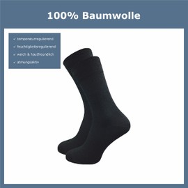 ca·wa·so Men's socks made of 100% cotton, pure cotton socks in a set of 10, casual socks without seam with reinforced heel and toe, black