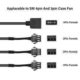 GINTOOYUN ARGB Splitter Cable 5V 3 Pin Addressable RGB Splitter Cable 3-pin to SM 3Pin Female Adapter Cable for PC Led Strip,5V ARGB Fan,Computer Chassis（2 PCS）