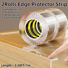 COUMENO 2Pack Clear Edge Protector,Safe Corner Protector, Anti-Sharp Edge Protector, for Furniture, Drawers, Tables, Cabinets 1.6inX3.3FT