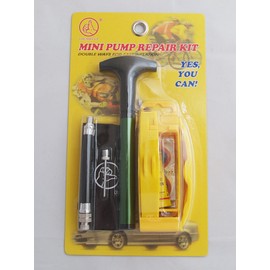 BICYCLE TYRE PUNCTURE REPAIR KIT WITH NYLON TYRE LEVERS, MINI PUMP & CARRY BAG