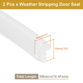 PATIKIL Window Weather Stripping Door Seal, 5/16" Wide Kerf Mount Weatherstrip Seal for Door Frame Window (5 m/16.4 ft, White)