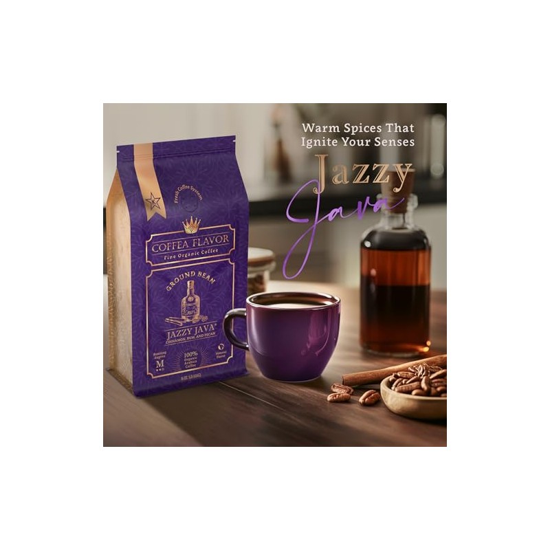 Jazzy Java – Spiced & Nutty Flavored Ground Coffee –