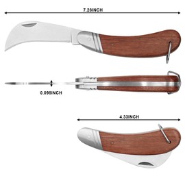 HALNKSZDDD Klappbares Gartenmesser, Veredelungsmesser aus rostfreiem Stahl, Gartenknospenmesser, Multifunktionsschneidewerkzeug zum Veredeln, Pilzmesser für Unkraut