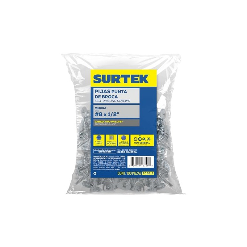 Surtek PCB812 Pija cabeza de cruz punta de broca 1/2"