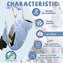 EZHOISLING Full Body Patient Lift Sling with Vibrant Patterns - Heavy Duty Mesh Transfer Sling for Elderly, Disabled Bed Repositioning & Lifting| SWL 500 lbs (7503-Dotted Abstract, Medium)