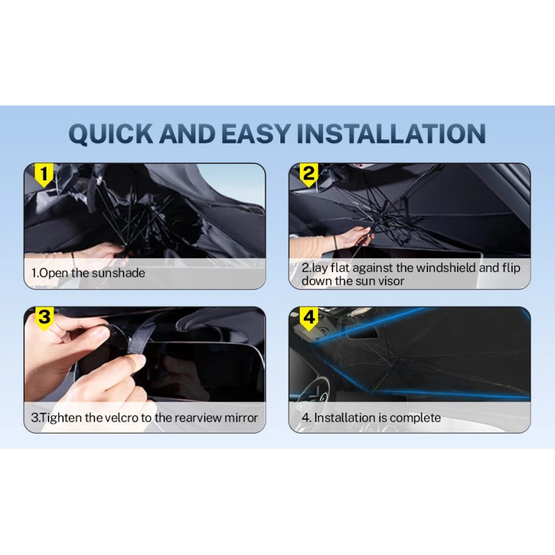 AUTOXBERT 3xWindshield Sun Shade Foldable Car Umbrella Front Side Window