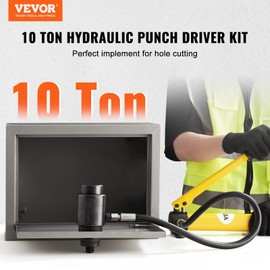 VEVOR 10 Ton Hydraulic Knockout Punch Kit, 1/2" to 2" Conduit Hole Cutter Set, KO Tool Kits W/Puncher 6 Piece, Metal Sheet Driver Tools, for Aluminum, Brass, Stainless Steel, Fiberglass and Plastic