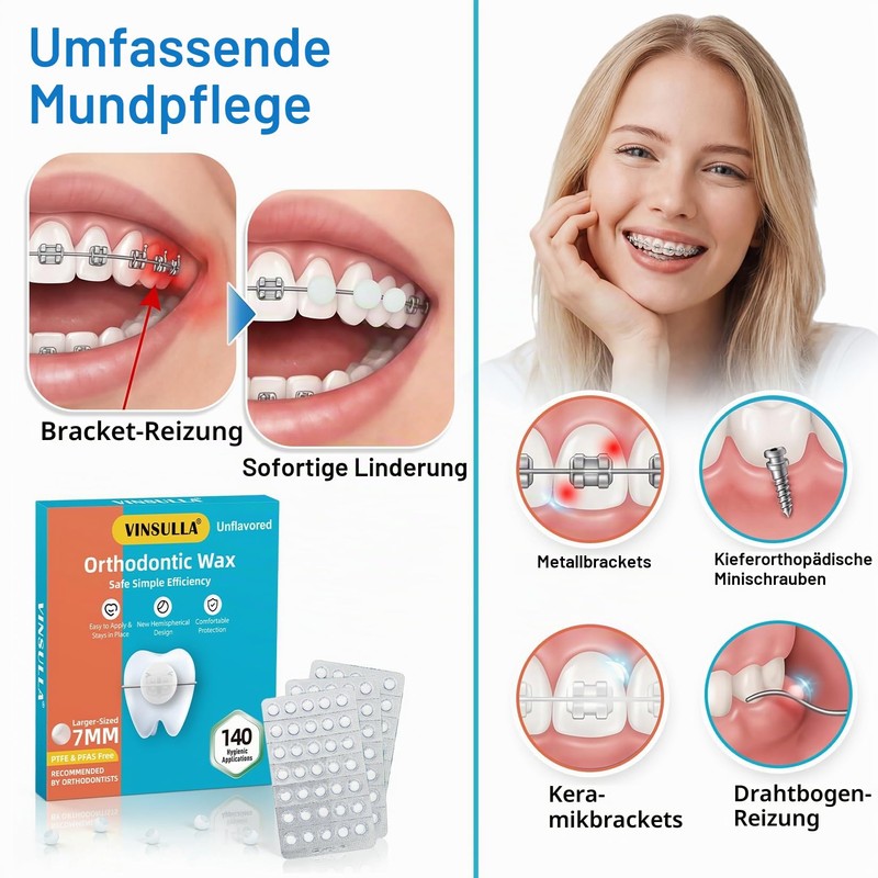 Orthodontic Wax for Braces - 140 Pieces Individually Wrapped Dental