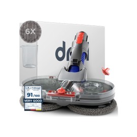 Dripl Mop Attachment Compatible with Dyson V7/V8/V10/V11/V15/Gen5 Vacuum Cleaners, Electric Floor Mop with Removable Water Tank and 6 Washable Mop Pads + 1 Refill Container (V7/V8/V10/V11/V15)