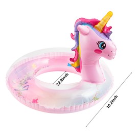 GROBRO7 Unicorn Inflatable Pool Float - Giant Unicorn with Glitters, Pink Cute Sparkling Tubes Floating Pool Toys Outdoors for Baby Kids Summer Beach Swimming Party Decorations, Age 3 to 8