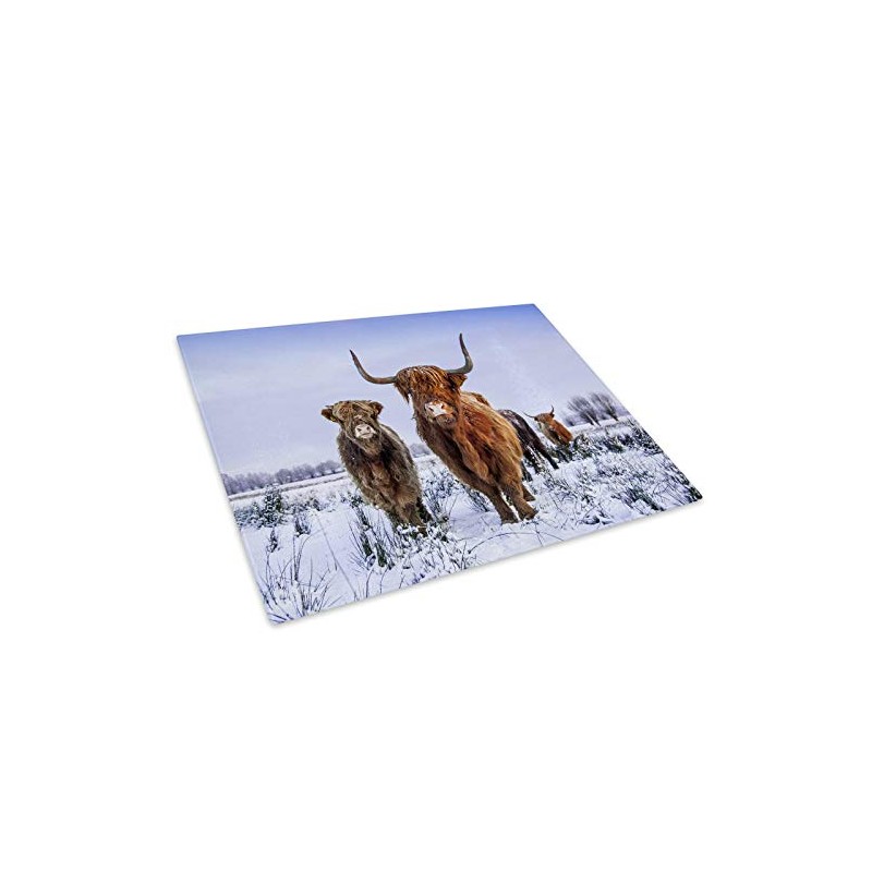 Whats On Your Wall.com Brown Snow White Blue Cow Glass