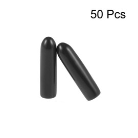 sourcing map 50pcs Rubber End Caps 2mm ID Vinyl Round Tube Bolt Cap Cover Screw Thread Protectors Black