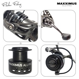 FLADEN Fishing - MAXXIMUS ALU PRO 530 Reel Front Drag 5 plus 1 BB Quality Aluminium Fixed Spool Spare Spool - For Freshwater & Light Sea (FD 530-10lbs / 185yds) [11-8330]