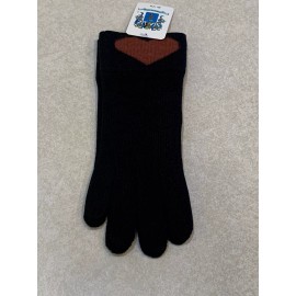 Portolano Woman’s Wool & Angora Knit Gloves Black Red Heart One Size Fits Most