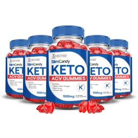 (5 Pack) Slim Candy Keto ACV Gummies Advanced Formula 1000MG SlimCandy Keto Gummies Apple Cider Vinegar Formulated with Pomegranate Beet Juice Powder B12 Vegan Non GMO 300 Gummys
