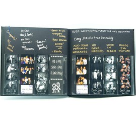 Photo Booth Frames - Black Cover Photo Booth Wedding Memory Guest Book Album DIY Picture Scrapbook with 2x6 Inch Photo Strip Inserts - 40 Black Pages