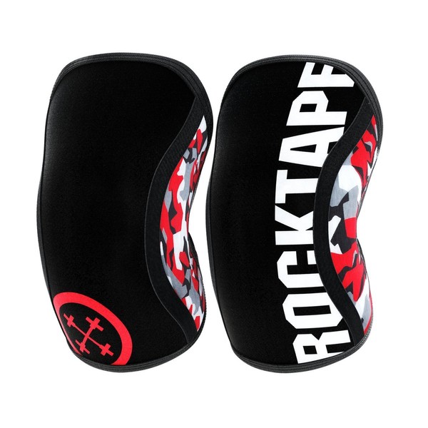 Rocktape Assassins Knee Compression Sleeves, Knee Brace for Weightlifting, Cross Training & Working Out - Reduce Strain & Swelling (2 Sleeves) 7mm Thickness, Small, Red Camo