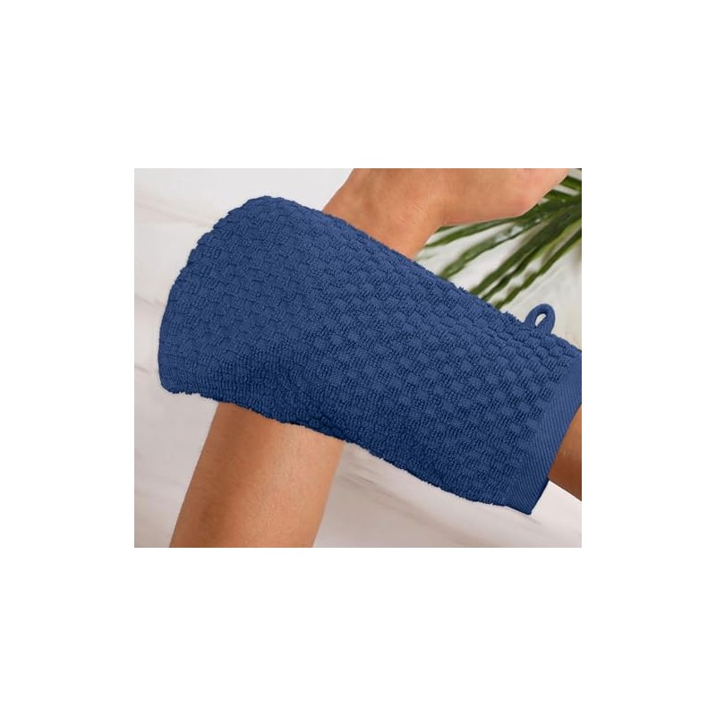 Cotton Craft Guantes Baño Exfoliantes Juego Toalla Tela Gofre Spa