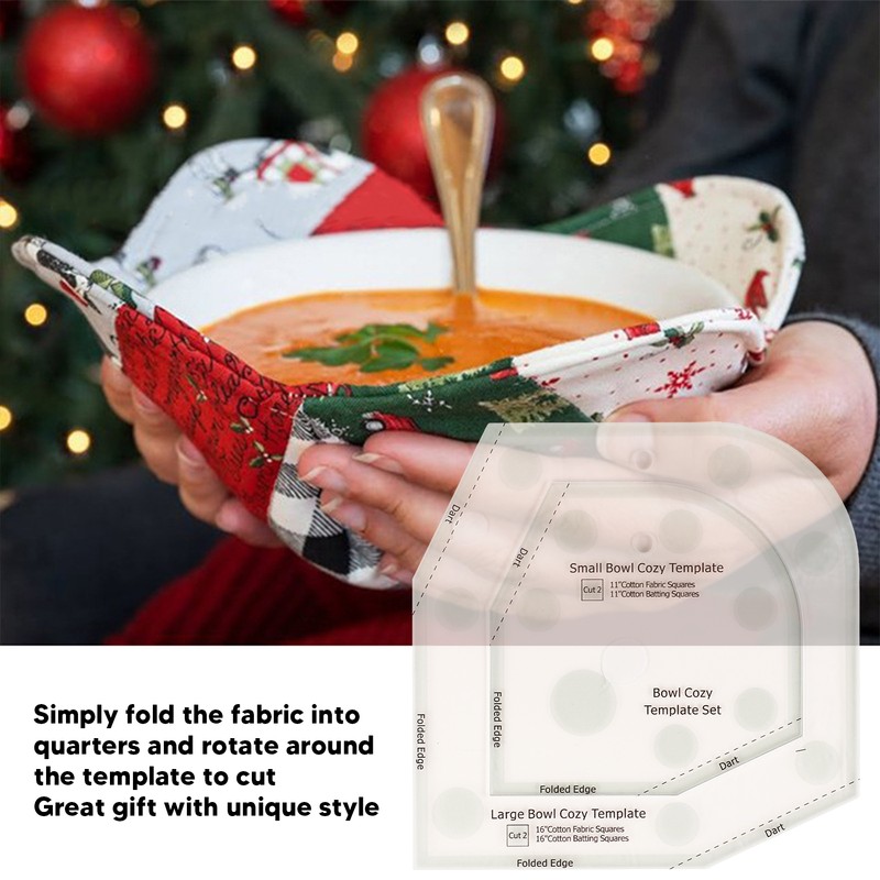 2 Pcs Bowl Cozy Template Acrylic Exquisite Bowl Wrap Sewing