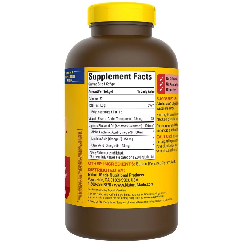 Nature Made Flaxseed Oil 1400 mg, 300 Softgels