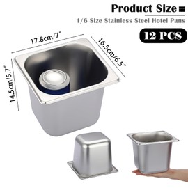 BSTKEY 12 Pack 1/6 Size 6 Inch Deep Hotel Pan, Stainless Steel Steam Table Pans, Stackable Catering Pan Commercial Food Pans for Kitchen Restaurant Buffet Party Supplies