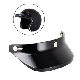 Okiyakusama Helmet Visor Peak Shield Replacement Part 3 Snap Easy to Install Sun Protection Universal for 3/4 Open Face Helmets, Black