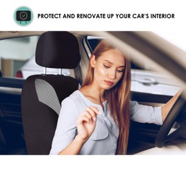 FH Group Full Set 3D Air Mesh Car Seat Covers - Universal Fit, Low Back Seat Cover, Airbag Compatible, Split Bench Rear Seat, Washable Seat Cover for SUV, Sedan, Gray