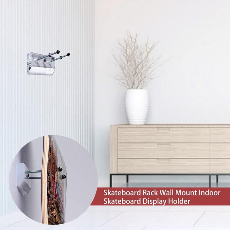 Pack of 2 Skateboard Deck Wall Mount, Transparent Floating Skateboard