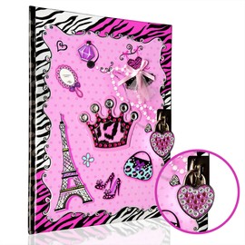 SMITCO 8 to 12 Year Old Girls Gift Idea Girls Diary with Lock & Key | Pink Rhinestone Kids Journal | Tween Girl Secret Diary Notebook with 150 Lined Sheets & 2 Keys