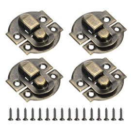 sourcing map 4 Pcs Hasp Clasp Latch Lock, 29 x 27mm Decorative Retro Box Toggle Latch Metal Buckle Hasp Lock with Screws for Jewelry Box Suitcase Toolbox Wooden Case, Bronze