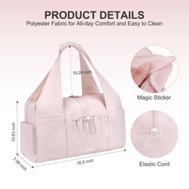 MOSISO Gym Bag for Women, Travel Duffle Weekender Overnight Workout Carry on Small Tote Sport Gym Duffle Bag with Shoe Compartment&Wet Pocket&Drawstring Pocket for Fitness, Yoga, Weekend, Pink