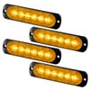 Teguangmei 4Pcs Ultra Thin 6LED Emergency Strobe Lights Amber Hazard