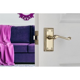 Designer Levers - Georgian Roped Design Lever Door Handles - Polished Brass - 1 Pair - Latch Door Handle - Interior Use - Short Latch