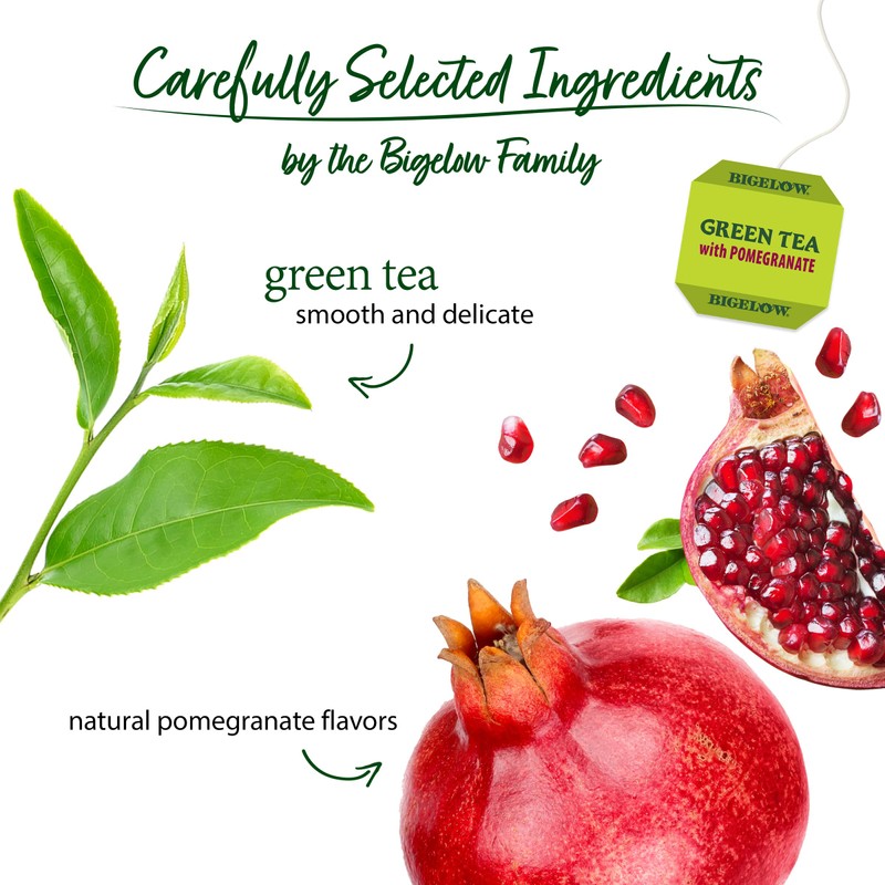 Bigelow Tea Green Tea with Pomegranate, Caffeinated Tea with Pomegranate,