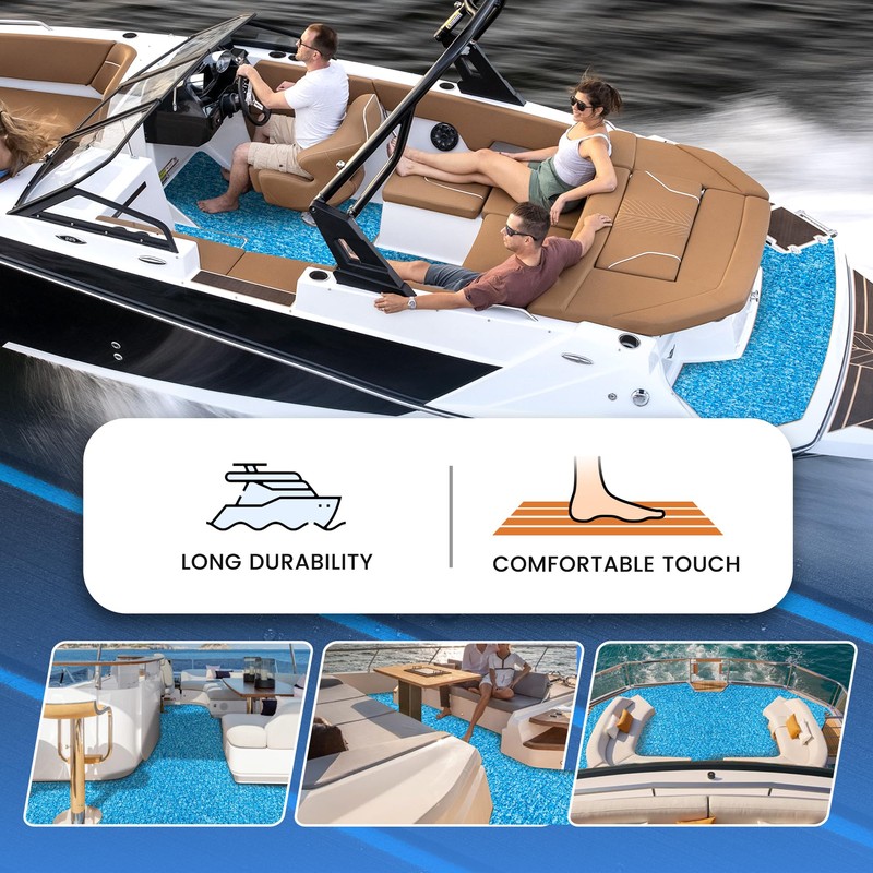Fullfire Boat Flooring EVA Foam Decking Sheet, Camo Blue Marine
