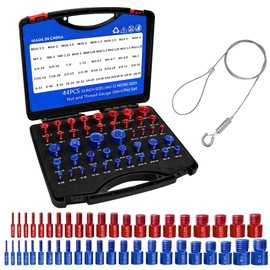 44 Male/Female Bolt Size and Thread Gauge,Nut and Bolt Thread Checker 23 Inch & 21 Metric Sizes,Nut and Bolt Size Gauge,Individually Assembled Thread Gauge(44pcs Alloy Red&Blue)