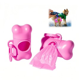 Dog Waste Bag Dispenser with Carabiner Clip - Leak-Proof Portable Poop Bag Holder for Dog Leashes, Includes 1 Roll - Pet Waste Disposal Accessories (Pink)