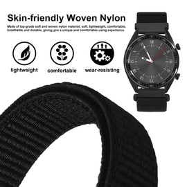 WOCCI 21mm Adjustable Nylon Watch Band, Quick Release Sport Loop Strap (Black)