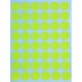 Royal Green Neon Colour Coding Labels 3/4" Round 17mm (1.7cm) Dot Stickers Round Fluorescent Yellow Sticker 720 Pack