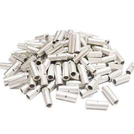 Teansic 100 Pcs Non-Insulated Butt Connectors AWG 12-10 Uninsulated Butt Connectors Electrical Wire Crimp Ferrule Terminals