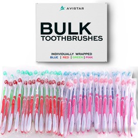 Bulk Toothbrushes Pack - 100 Individually Wrapped Toothbrushes Bulk for Travel, Hotels, AirBnB Guests, Relief Missions, and Donations - Bulk Disposable Toothbrush Pack Adults and Kids