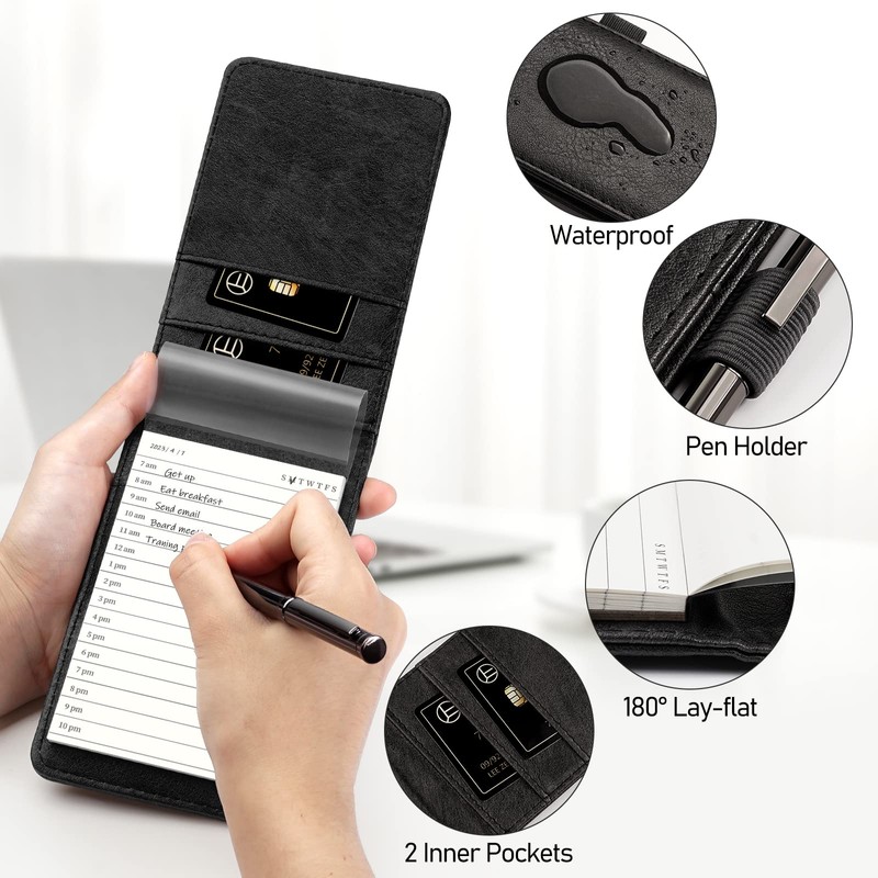 WEMATE 10 Pieces Small Notepad Holder Set Pocket Notebook -