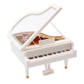 Nicear Music Box White Grand Piano Decoration Classy Clockwork Music Box Gift For Girls Mini Piano Tabletop Ornament White