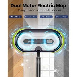 Blonex Cordless Electric Mop, Electric Spin Floor Mop with LED Headlights & Water Sprayer, Long-Lasting Battery, Large 290ml Tank, Self-Propelled Floor Cleaner with Adjustable Tube for All Floors