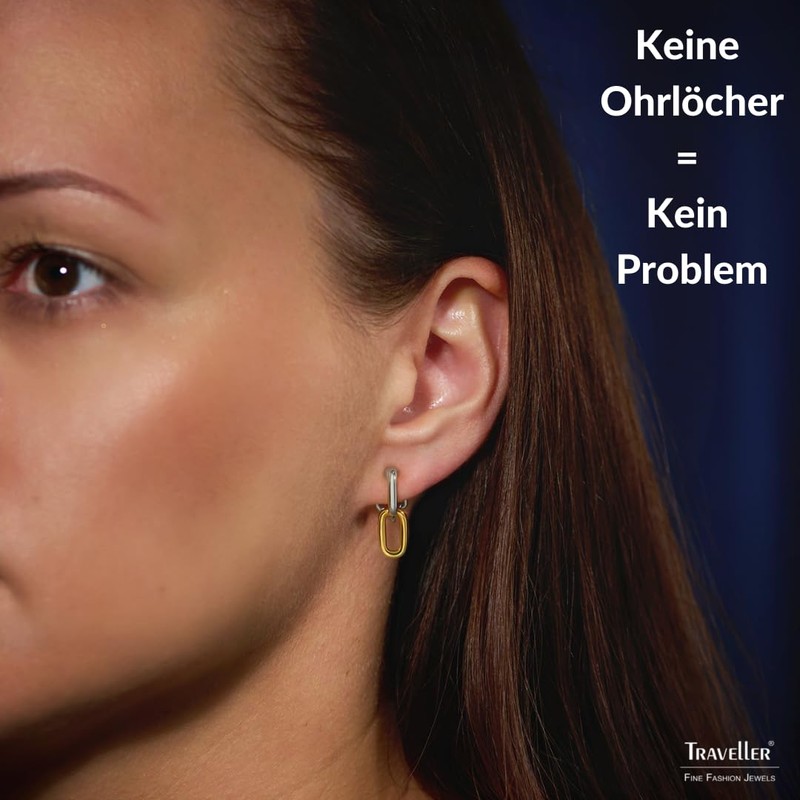 Traveller Clip-On Earrings – Gold-Plated / Platinum-Plated / Bicolour, Crystal