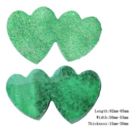 Nupuyai Green Double Love Heart Crystal Cluster Quartz Stone, Titanium Coated Rock Crystal Ornament Specimen Good Luck Home Wedding Decor