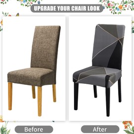 Aisprts Chair Covers for Dining Chairs 4, Dining Chair Covers Set of 4, Elastic Dining Room Chair Covers, Removable Washable Chair Cover with Backrest for Home Decor, Kitchen, Hotel, Party
