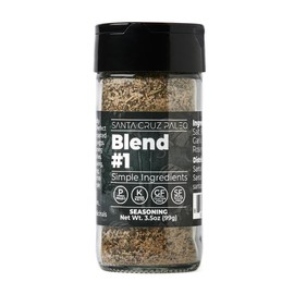 Santa Cruz Paleo Seasoning (Blend #1), Gluten Free, Keto, Sugar Free, and Paleo, Rosemary, Sea Salt, Granulated Garlic, Black Pepper, All Purpose Spice Blend Seasonings for Cooking, Grilling, 3.5 oz
